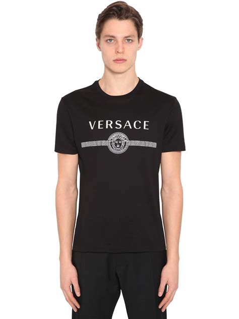 versace t-shirt in jersay di cotone luisaviaroma|versace men.